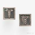 Modern Rotter Sterling Silver Caduceus Cuff Links