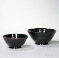 Two Large Blackglazed Pottery Bowls