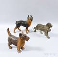 Three Cast Iron Polychrome Dog Doorstops