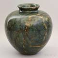 Turned Green Stone Bulbous Vase