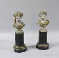 Pair of White Metal Busts After Auguste Moreau
