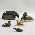 Five Inuit Carved Soapstone Animals