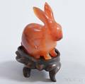 Small Red Agate Carving of a Rabbit