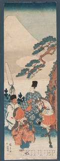 Utagawa Hiroshige 17971858 Ariwara no Narihira Passing Mount Fuji on His Journey to the East