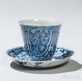 Blue and White Cup and Dish