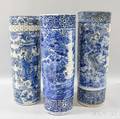 Three Chinese Export Blue and White Umbrella Stands