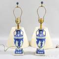 Pair of Wedgwood Dark Blue Jasper Vases