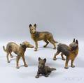 Four Cast Iron Polychrome Dog Doorstops