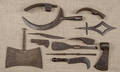 Collection of early iron blades and axe heads