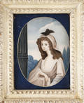 Reverse painted portrait of a woman 19th c