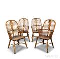 Set of Four English Elmwood Windsor Armchairs