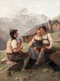 Theodor Kleehaas German 18541929 The SerenadeAn Alpine Genre Scene