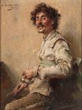 Albert Friedrich Schrder German 18541939 Smiling Cavalier with a Pipe