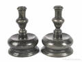 Pair of Continental pewter bell based candlesticks 17th18th c