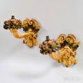 Pair of Carved Gilt and Painted Cornucopia Wall Sconces