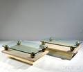 Pair of Italian Modernist Glass Lacquer and Brass Coffee Tables