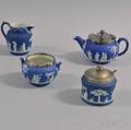 Five Wedgwood Dark Blue Jasperware Items