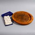 Dansk Wood Cutting Board and a Set of Twelve Crown Staffordshire Place Card Holders