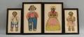Four Framed Black Cloth Doll Cutouts