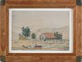 Watercolor landscape of a farmhouse dated