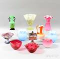 Eleven Mostly Victorian Art Glass Bowls and Vases