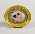 Small Framed Porcelain Portrait Plaque of Cupid and Psyche