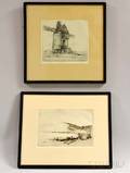 British School 19th20th Century Two Framed Landscape Etchings