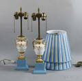 Pair of Gilt Porcelain Urnform Table Lamps