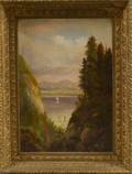 Hudson River Valley School 19th Century River Scene with a Sailboat