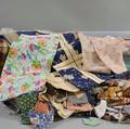 Extensive Group of Mostly Printed Cotton Fabrics Fragments and Linens