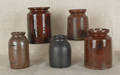 Five redware jars