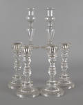 Pair of flint glass candlesticks