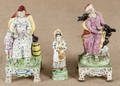 Three Prattware figures