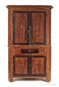 Pennsylvania painted poplar twopart corner cupboard ca 1825