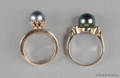 Two 14K yellow gold rings with gray pearls
