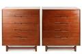Set of 2 Cavalier MCM Walnut 5 Drawer Chests