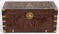 CHINESE CARVED TEAKWOOD BRASS CHEST