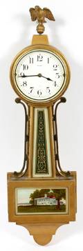 NEW HAVEN MOUNT VERNON REVERSE PAINTED BANJO CLOCK