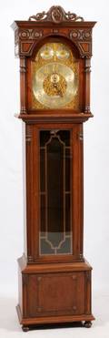 ENGLISH CARVED WALNUT GRANDFATHER CLOCK C 1927