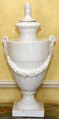 ITALIAN WHITE TERRACOTTA COVERED URN