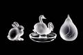 Group of 3 Lalique 1 Pear 1 Rabbit  Swans