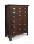New England grain painted cherry semitall chest of drawers ca 1780