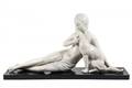 Armand Godard Style Sculpture Woman wDog