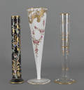 Two enameled decorated stem vases