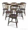 Set of six New England painted arrowback dining chairs ca 1825