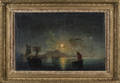 Russian oil on canvas moonlit coastal scene