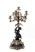 Gilt Bronze  Black Figural 6 Arm Candelabra