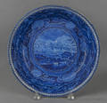 Historical blue Staffordshire View of Albany bowl 19th c