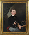 American oil on canvas folk portrait ca 1835