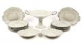 17 Piece Set of Gray  Blue Accented Porcelain